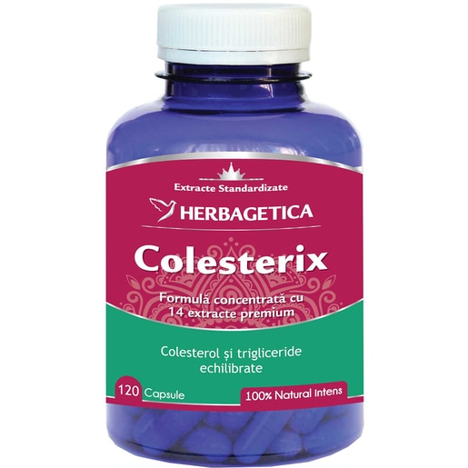 Supliment alimentar Colesterix, 120 capsule, HERBAGETICA Supliment alimentar Colesterix, 120 capsule, HERBAGETICA