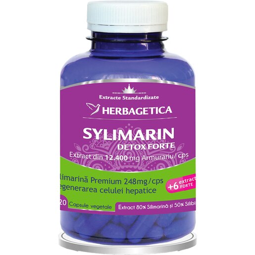 Supliment Silymarin Detox Forte, 120 capsule, HERBAGETICA Supliment Silymarin Detox Forte, 120 capsule, HERBAGETICA