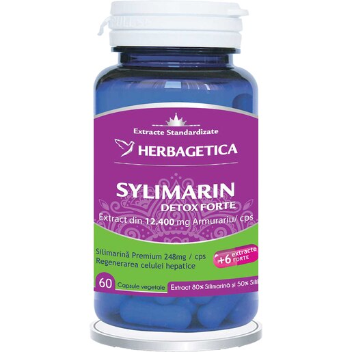 Supliment Silymarin Detox Forte, 60 capsule, HERBAGETICA Supliment Silymarin Detox Forte, 60 capsule, HERBAGETICA