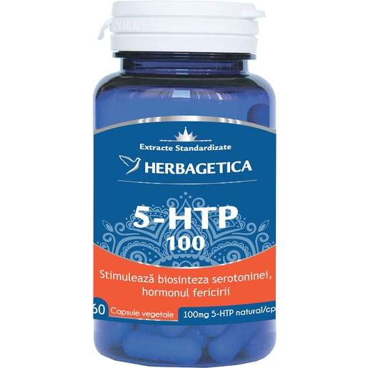 Supliment alimentar 5-HTP 100 Zen Forte, 60 capsule, HERBAGETICA Supliment alimentar 5-HTP 100 Zen Forte, 60 capsule, HERBAGETICA