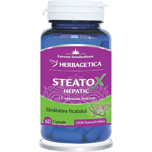 Supliment Steatox Hepatic, 60 capsule, HERBAGETICA Supliment Steatox Hepatic, 60 capsule, HERBAGETICA