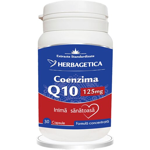 Supliment Coenzima Q10 125mg, 30 capsule, HERBAGETICA Supliment Coenzima Q10 125mg, 30 capsule, HERBAGETICA