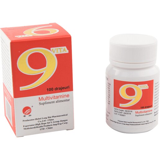 Supliment alimentar 9 Vita Multivitamine, 100 drajeuri, YONG KANG Supliment alimentar 9 Vita Multivitamine, 100 drajeuri, YONG KANG