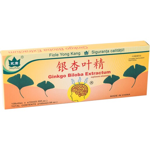 Supliment alimentar Ginkgo Biloba, 10 fiole, YONG KANG Supliment alimentar Ginkgo Biloba, 10 fiole, YONG KANG