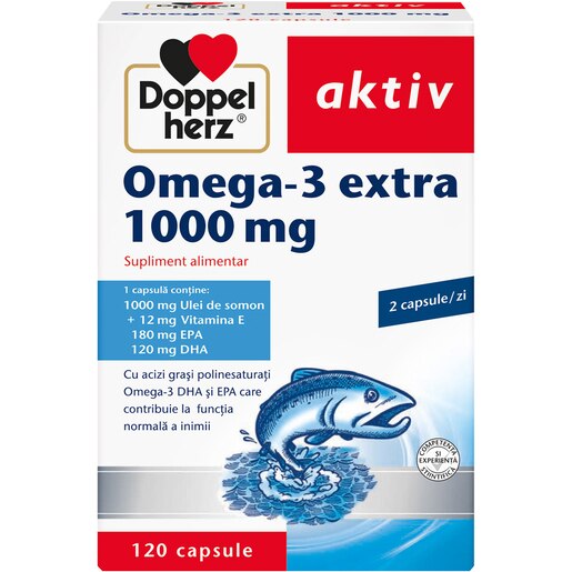 Supliment alimentar Aktiv Omega 3 Extra 1000mg, 120 capsule, DOPPELHERZ Supliment alimentar Aktiv Omega 3 Extra 1000mg, 120 capsule, DOPPELHERZ