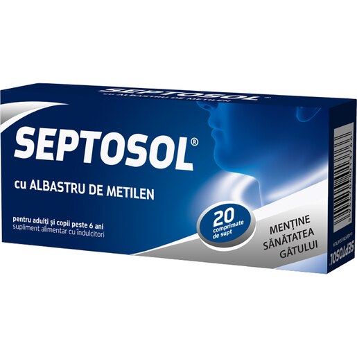 Supliment alimentar Septosol cu Albastru de Metilen, 20 comprimate, BIOFARM Supliment alimentar Septosol cu Albastru de Metilen, 20 comprimate, BIOFARM