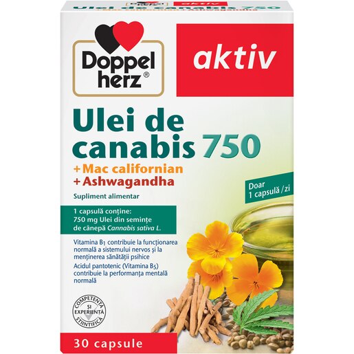 Supliment alimentar Aktiv Ulei de Canabis, 30 capsule, DOPPELHERZ Supliment alimentar Aktiv Ulei de Canabis, 30 capsule, DOPPELHERZ