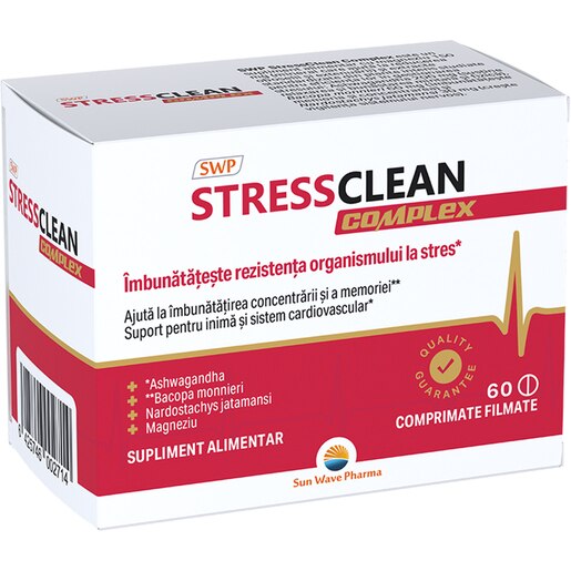 Supliment alimentar Stressclean Complex, 60 comprimate filmate, SUN WAVE PHARMA Supliment alimentar Stressclean Complex, 60 comprimate filmate, SUN WAVE PHARMA