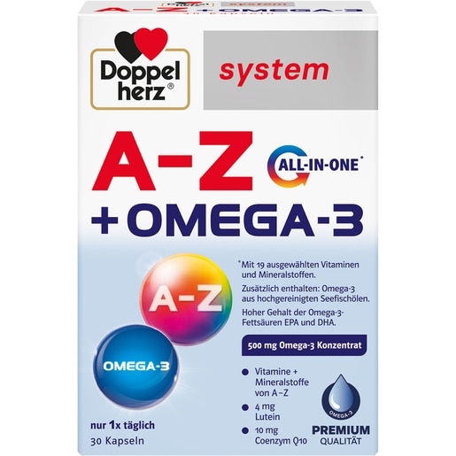 Supliment alimentar System A-Z + Omega 3, 30 capsule, DOPPELHERZ Supliment alimentar System A-Z + Omega 3, 30 capsule, DOPPELHERZ