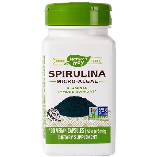Supliment alimentar Spirulina Micro-Algae 380 mg Natures Way, 100 capsule vegetale, SECOM Supliment alimentar Spirulina Micro-Algae 380 mg Natures Way, 100 capsule vegetale, SECOM