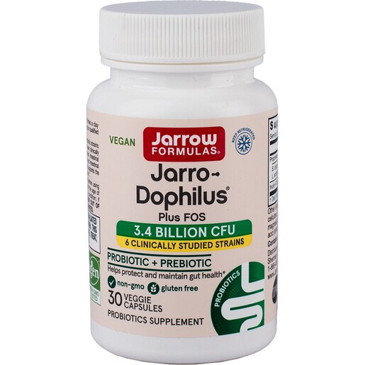 Supliment alimentar Jarro Dophilus + FOS Jarrow Formulas, 30 capsule vegetale, SECOM Supliment alimentar Jarro Dophilus + FOS Jarrow Formulas, 30 capsule vegetale, SECOM