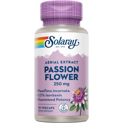Supliment alimentar Passion Flower (Floarea-pasiunii) Solaray, 30 capsule vegetale, SECOM Supliment alimentar Passion Flower (Floarea-pasiunii) Solaray, 30 capsule vegetale, SECOM