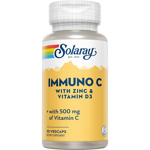 Supliment alimentar Immuno C cu Zinc & Vitamina D3 Solaray, 30 capsule vegetale, SECOM Supliment alimentar Immuno C cu Zinc & Vitamina D3 Solaray, 30 capsule vegetale, SECOM