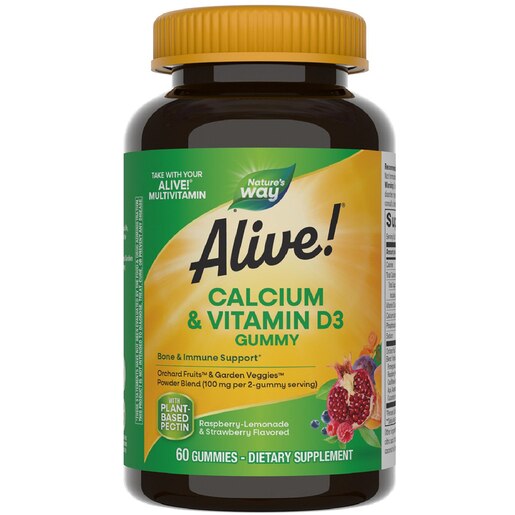 Supliment alimentar Alive! Calciu + D3 Nature's Way, 60 jeleuri, SECOM Supliment alimentar Alive! Calciu + D3 Nature's Way, 60 jeleuri, SECOM