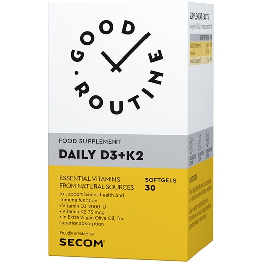 Supliment Daily D3+K2 Good Routine, 30 capsule moi, SECOM Supliment Daily D3+K2 Good Routine, 30 capsule moi, SECOM
