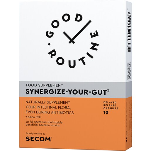 Supliment alimentar Synergize Your Gut Good Routine, 10 capsule vegetale, SECOM Supliment alimentar Synergize Your Gut Good Routine, 10 capsule vegetale, SECOM