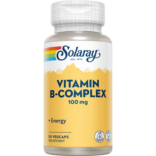 Supliment Vitamin B-Complex 100 mg Solaray, 50 capsule vegetale, SECOM Supliment Vitamin B-Complex 100 mg Solaray, 50 capsule vegetale, SECOM