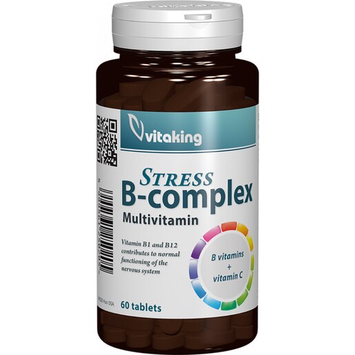 Supliment alimentar Stress B-complex cu Vitamina C, 60 comprimate, VITAKING Supliment alimentar Stress B-complex cu Vitamina C, 60 comprimate, VITAKING