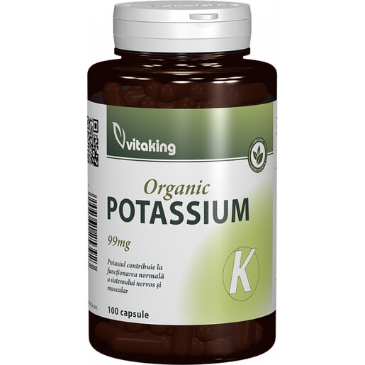 Supliment alimentar Potasiu 99 mg, 100 capsule, VITAKING Supliment alimentar Potasiu 99 mg, 100 capsule, VITAKING