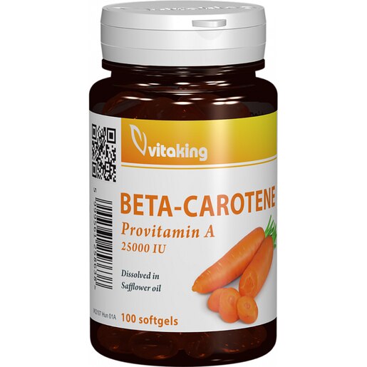 Supliment BetaCaroten - Vitamina A 25000UI, 100 capsule moi, VITAKING Supliment BetaCaroten - Vitamina A 25000UI, 100 capsule moi, VITAKING