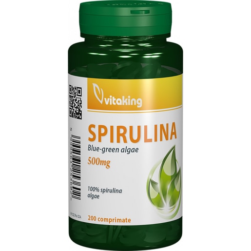 Supliment alimentar Spirulina 500 mg, 200 comprimate, VITAKING Supliment alimentar Spirulina 500 mg, 200 comprimate, VITAKING