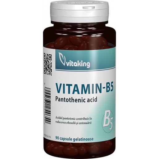 Supliment Vitamina B5 - Acid Pantotenic 200 mg, 90 capsule, VITAKING Supliment Vitamina B5 - Acid Pantotenic 200 mg, 90 capsule, VITAKING