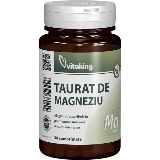 Supliment alimentar Taurat de Magneziu, 30 comprimate, VITAKING Supliment alimentar Taurat de Magneziu, 30 comprimate, VITAKING