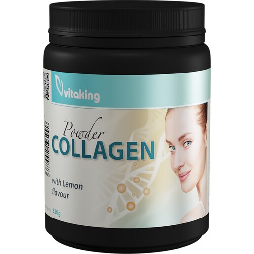 Supliment Colagen cu Vitamina C - aroma de lamaie, 330 g pudra, VITAKING Supliment Colagen cu Vitamina C - aroma de lamaie, 330 g pudra, VITAKING