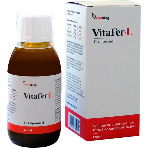 Supliment alimentar VitaFer-L Fier Lipozomal, 120 ml, VITAKING Supliment alimentar VitaFer-L Fier Lipozomal, 120 ml, VITAKING