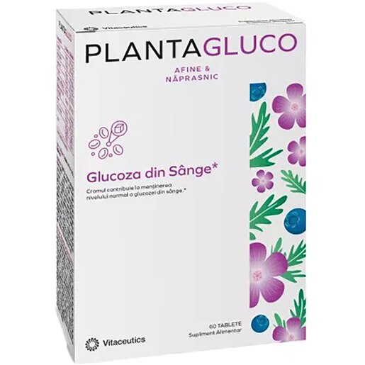 Supliment alimentar PlantaGluco Afine si Napraznic, 60 comprimate, VITACEUTICS Supliment alimentar PlantaGluco Afine si Napraznic, 60 comprimate, VITACEUTICS