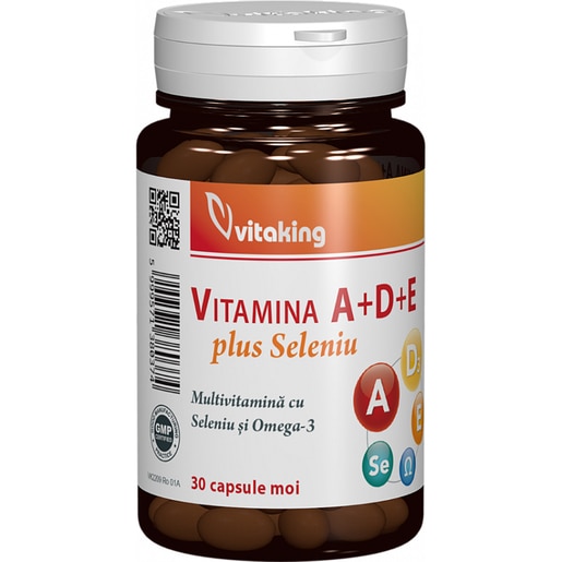 Supliment alimentar Vitamina A+D+E cu Seleniu si Omega 3, 30 capsule gelatinoase Supliment alimentar Vitamina A+D+E cu Seleniu si Omega 3, 30 capsule gelatinoase