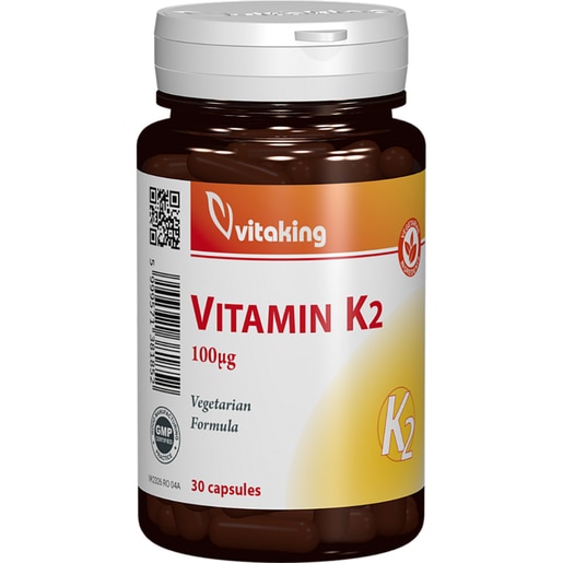 Supliment alimentar Vitamina K2 100 mcg, 30 capsule, VITAKING Supliment alimentar Vitamina K2 100 mcg, 30 capsule, VITAKING