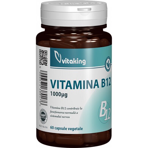 Supliment alimentar Vitamina B12 1000 mcg, 60 capsule vegetale, VITAKING Supliment alimentar Vitamina B12 1000 mcg, 60 capsule vegetale, VITAKING
