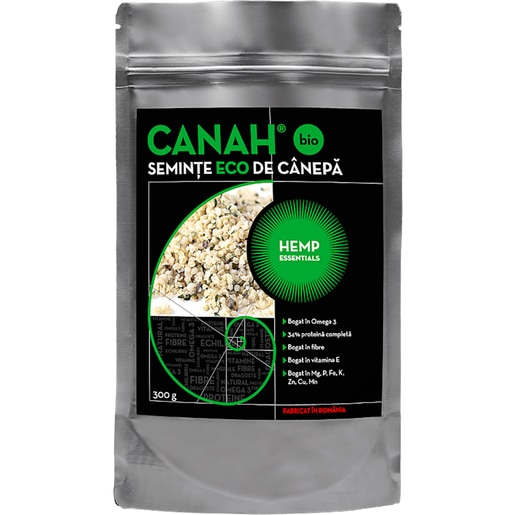 Seminte decorticate de canepa ECO, 300 g, CANAH Seminte decorticate de canepa ECO, 300 g, CANAH