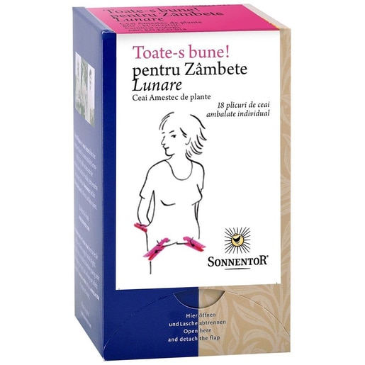 Ceai SONNENTOR "Toate-s bune!" Pentru zambete lunare, 18 plicuri Ceai SONNENTOR "Toate-s bune!" Pentru zambete lunare, 18 plicuri