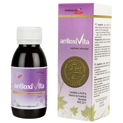 Supliment alimentar AntioxiVita, 100 ml, PHENALEX Supliment alimentar AntioxiVita, 100 ml, PHENALEX