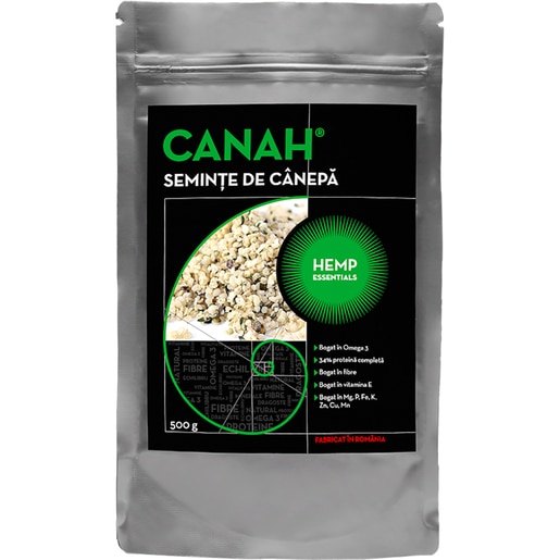 Seminte decorticate de canepa ECO, 500 g, CANAH Seminte decorticate de canepa ECO, 500 g, CANAH
