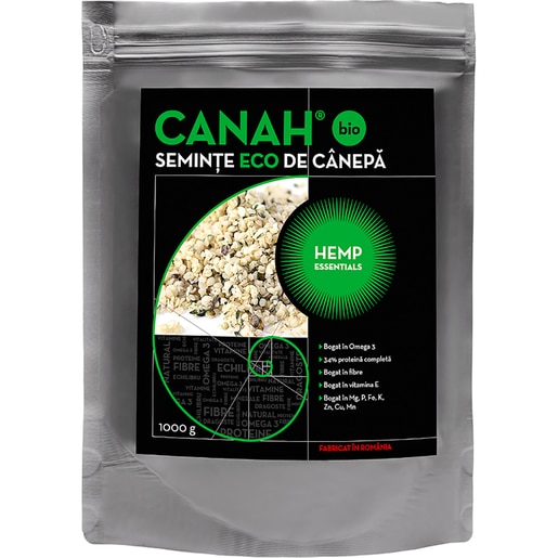 Seminte decorticate de canepa ECO, 1000 g, CANAH Seminte decorticate de canepa ECO, 1000 g, CANAH