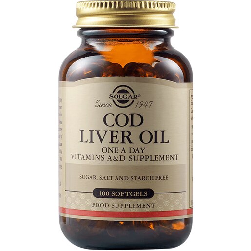 Supliment alimentar Ulei de Ficat de Cod, 100 capsule moi, SOLGAR Supliment alimentar Ulei de Ficat de Cod, 100 capsule moi, SOLGAR