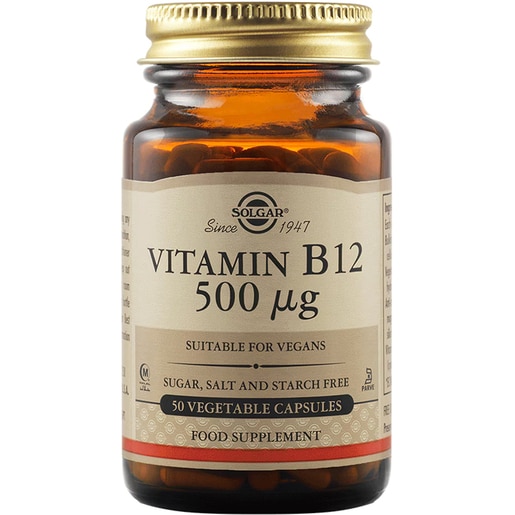 Supliment alimentar Vitamina B12 500 mcg, 50 capsule vegetale, SOLGAR Supliment alimentar Vitamina B12 500 mcg, 50 capsule vegetale, SOLGAR