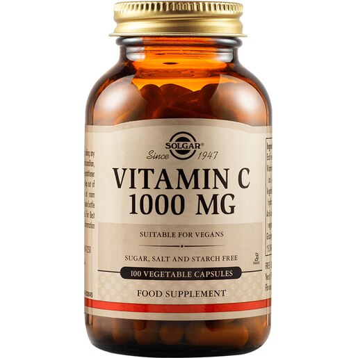 Supliment alimentar Vitamina C 1000 mg, 100 capsule vegetale, SOLGAR Supliment alimentar Vitamina C 1000 mg, 100 capsule vegetale, SOLGAR