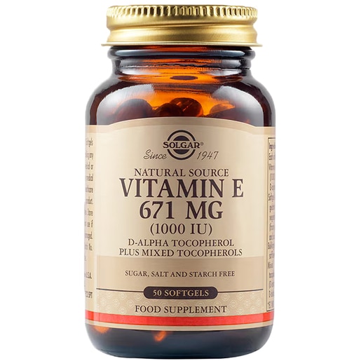 Supliment alimentar Vitamina E 671 mg 1000 UI, 50 capsule moi, SOLGAR Supliment alimentar Vitamina E 671 mg 1000 UI, 50 capsule moi, SOLGAR