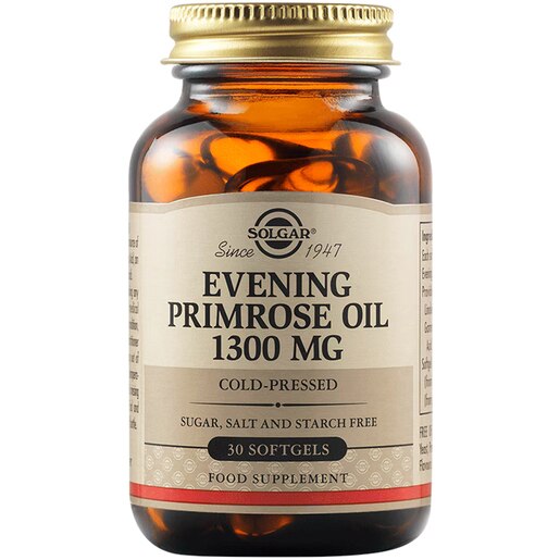 Supliment alimentar Ulei de Luminita Noptii 1300 mg, 30 capsule moi, SOLGAR Supliment alimentar Ulei de Luminita Noptii 1300 mg, 30 capsule moi, SOLGAR