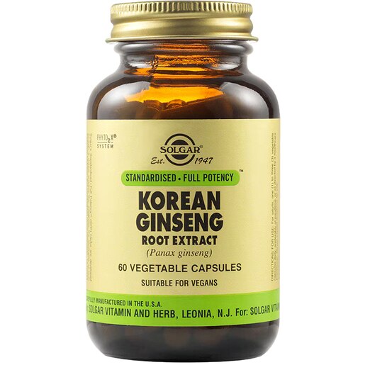 Supliment alimentar Extract din radacina de Ginseng Coreean, 60 capsule vegetale, SOLGAR Supliment alimentar Extract din radacina de Ginseng Coreean, 60 capsule vegetale, SOLGAR