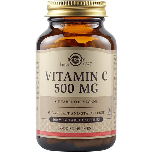 Supliment alimentar Vitamina C 500 mg, 100 capsule vegetale, SOLGAR Supliment alimentar Vitamina C 500 mg, 100 capsule vegetale, SOLGAR