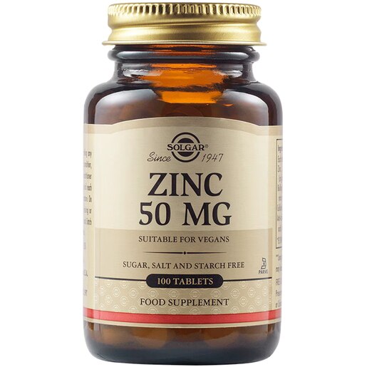 Supliment alimentar Zinc 50 mg, 100 tablete, SOLGAR Supliment alimentar Zinc 50 mg, 100 tablete, SOLGAR
