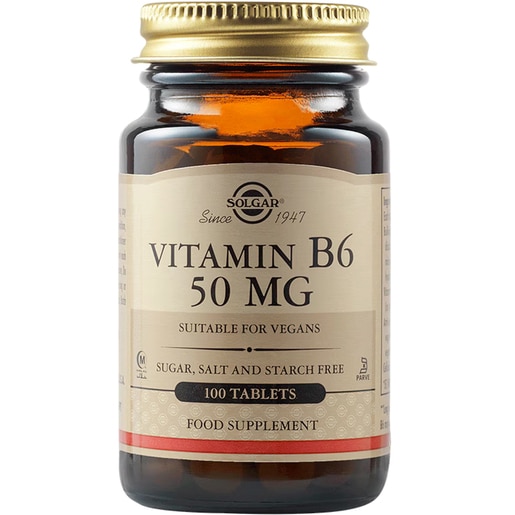 Supliment alimentar Vitamina B6 50 mg, 100 tablete, SOLGAR Supliment alimentar Vitamina B6 50 mg, 100 tablete, SOLGAR
