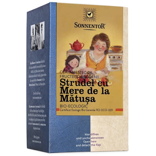 Ceai fructe SONNENTOR Strudel cu mere de la matusa, 18 plicuri Ceai fructe SONNENTOR Strudel cu mere de la matusa, 18 plicuri