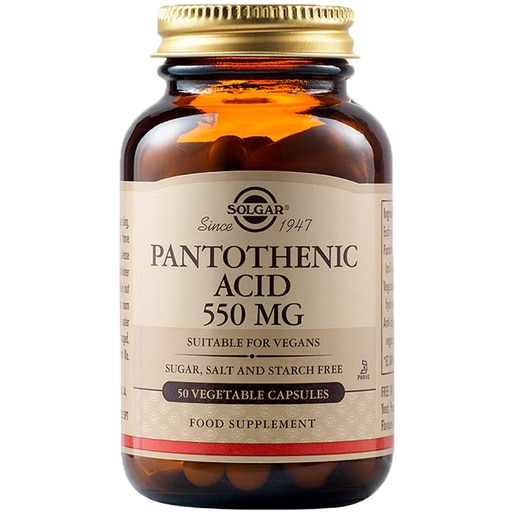 Supliment alimentar Acid Pantotenic 550 mg, 50 capsule vegetale, SOLGAR Supliment alimentar Acid Pantotenic 550 mg, 50 capsule vegetale, SOLGAR
