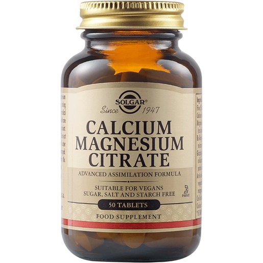 Supliment alimentar Citrat de Calciu si Magneziu, 50 tablete, SOLGAR Supliment alimentar Citrat de Calciu si Magneziu, 50 tablete, SOLGAR